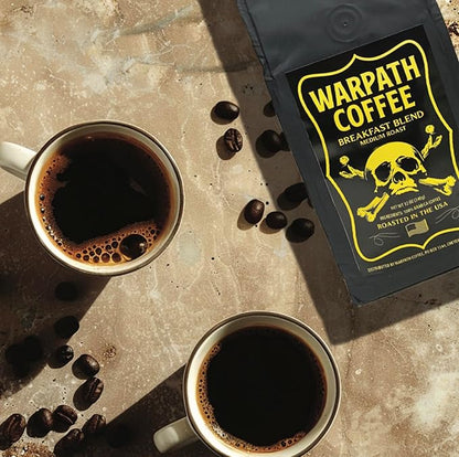 Warpath Coffee Whole Bean Coffee Medium Roast, Breakfast Blend, High Caffeine, Extra Strong Roasted 100% Arabica Coffee Beans Whole, Rich Aroma, Full Bodied Intense Cup, Created by Navy SEALs, 12oz