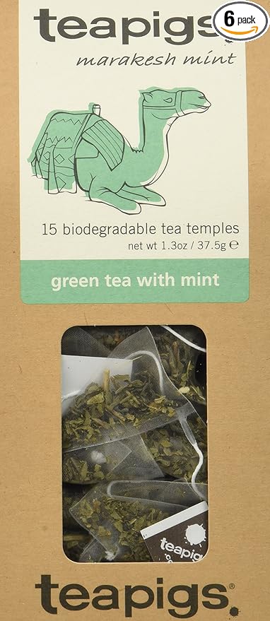 Teapigs Green Tea With Mint Bags Made With Whole Leaves (6 Packs of 15 Teabags)