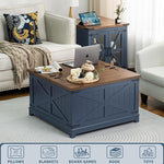Load image into Gallery viewer, Farmhouse Coffee Table with Hidden Storage Organizer, Modern Square Large Center Table, Wood Farm House Low Navy Blue Living Room Tables with Hinged Lift Top for Home, Office