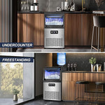 Load image into Gallery viewer, 100LBS/24H High Output - Commercial Ice Maker with 20LBS Storage Bin - Dual Water Inlets, 36 Ice Cubes/Cycle, 15" Compact Undercounter/Freestanding Design - Self-Cleaning for Home Bars, Outdoor