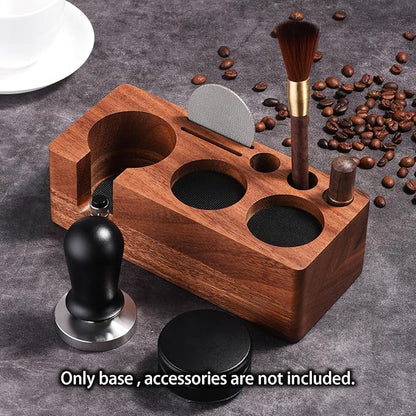 Espresso Tamping Station(51/54MM) Walnut Wood, Espresso Coffee Anti-pressure Pad Stand, Espresso Station,Coffee Tamper Station Organizer for Countertop