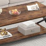 Load image into Gallery viewer, HSH Wood Coffee Table with Storage, Farmhouse Rustic Brown Coffee Table for Living Room, Modern Minimalist 2 Tier Center Table, Simple Rectangle Cocktail Tea Table in Home Office Bedroom, 39 Inch