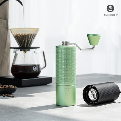 Chestnut TIMEMORE C3S Manual Coffee Grinder, Hand Coffee Grinder with Adjustable Grind Setting, Stainless Steel S2C Conical Burr Coffee Grinder, for Espresso to French Press - Green
