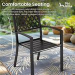 Load image into Gallery viewer, PHI VILLA Outdoor Dining Chairs Set of 2, Stackable Black Metal Wrought Iron Chairs, All Weather Dining Furniture for Patio, Deck, Proch, Backyard