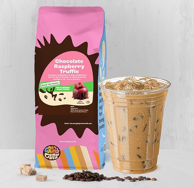 Crazy Cups Decaf Chocolate Lovers Ground Coffee Variety Pack 3 Pack, Decaf Chocolate Flavored Ground Coffees, Includes Death By Chocolate, Peppermint Chocolate Mocha, Chocolate Raspberry, 10 oz bags