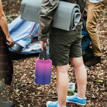 1 Gallon Water Bottle Insulated(Cold for 48 Hrs),BPA Free&Leak Proof,128oz Stainless Steel Water Jug,Big thermo,Large Water Bottle with Handle for Gym,Hiking,Camping&Travel,Gradient Purple
