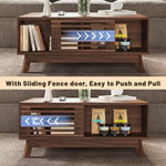 Load image into Gallery viewer, HAIOOU Lift Top Coffee Table, Mid Century Modern Coffee Table with Storage for Living Room, Walnut Coffee Tables with Sliding Fence Door, 35.4'' Rectangular Fluted Center Table (Brown)