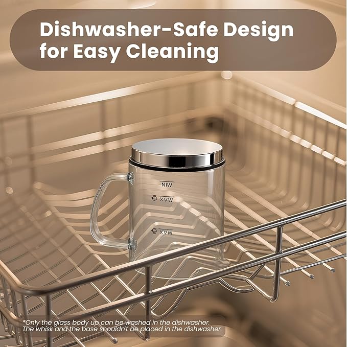 Detachable Milk Frother, 4 in 1 Milk Frother and Steamer Dishwasher Safe, Glass Frother 16.9oz Hot and Cold Foam Maker, Electric Milk Frother for Coffee, Latte, Hot Chocolate (Brushed)