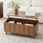 Load image into Gallery viewer, Lift Top Coffee Table with Arched Finish, Modern Coffee Table with Lifting Tabletop &amp; Hidden Storage, Wood Center Table for Living Room,Convenient for Dining, Gaming or Working (Walnut)