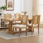 Load image into Gallery viewer, Vintage French Country Dining Room Chairs Set of 8, Rattan Dining Chairs with a Designer Backrest, Upholstered Dining Chair, Sillas para Comedor, Kitchen &amp; Dining Room Chair (Beige, Rattan, 8Pcs)