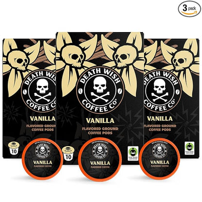 Death Wish Coffee, Vanilla Single Serve Pods (30 Count)