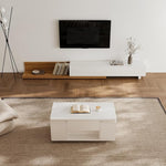 Load image into Gallery viewer, homary White Lift Top Coffee Table with Hidden Storage, 3 in 1 Multi-Function Modern Folding Center Table with 4 Stools and Casters