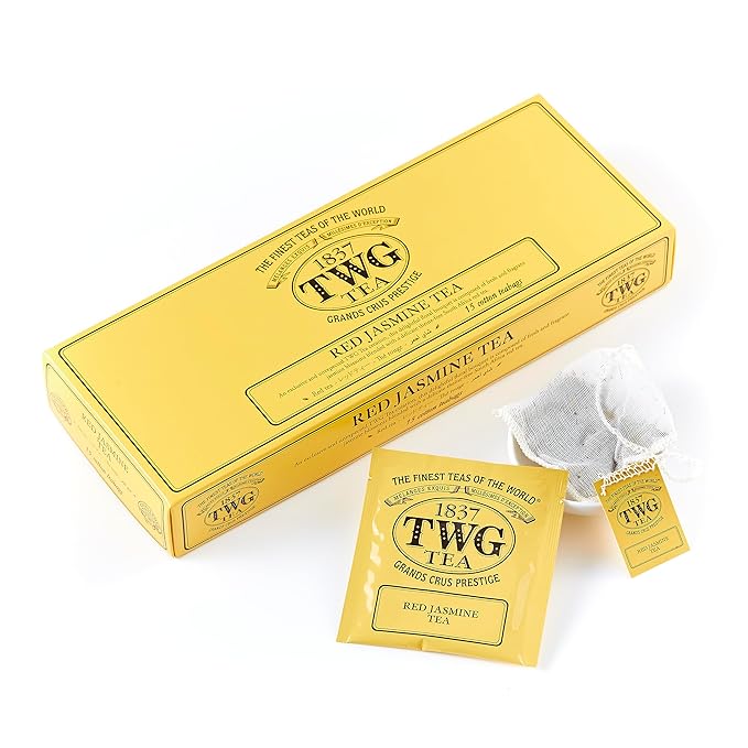 TWG Tea | Red Jasmine Tea | Rooibos Tea | Jasmine Flower | 15 Hand Sewn Cotton Teabags | Gift Set