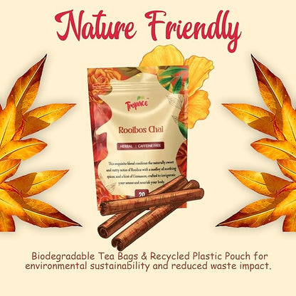 Tropace Organic Rooibos - 20 Tea Bags, South African Red Tea infused with Cardamom, Cinnamon & Black Pepper - Caffeine Free Herbal Tea, Rooibos Tea Rooted in Africa & Packed in USA, 1.4 oz (40g)