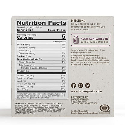 BareOrganics Daily Defense Coffee with Superfoods, 60ct (15660) (Pack of 2)