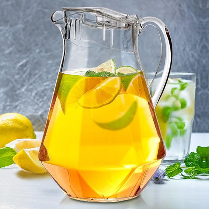Amazing Abby - Sparkly - Plastic Pitcher (64 oz, 2 Quart), Clear Water Pitcher with Lid, Fridge Jug, BPA-Free, Shatter-Proof, Great for Iced Tea, Sangria, Lemonade, Juice, Milk, and More