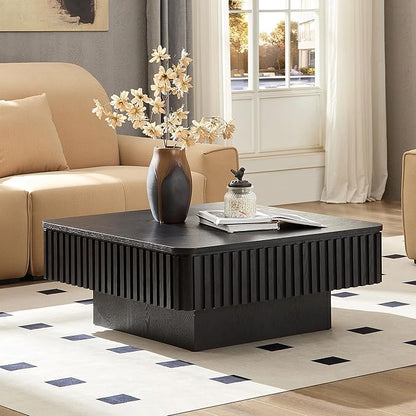 KEVINSPACE Lift Top Coffee Table Square Coffee Tables for Living Room Furniture Small CoffeeTable with Large Hidden Storage Center Table Mid Century ModernTable Rustic Black 35.43" W x14.57-24.5" H