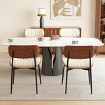 Load image into Gallery viewer, Modern PU Leather Dining Room Chairs Set of 2, Upholstered Kitchen Chairs with Curved Wood Backrest and Metal Legs Adjustable Feet for Kitchen Dining Room(Beige)