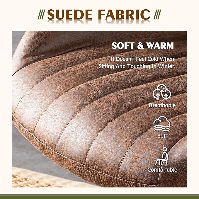 High Back Office Chair,Modern Swivel Office Chair,Brown Suede Fabric Gaming Chair,Height Adjustable Home Office Desk Chair with Lumbar Support