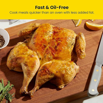 CHEFMAN Easy-View Air Fryer – 8 Qt Family Size with Viewing Window, One-Touch Digital Control with 4 Presets, Nonstick & Dishwasher Safe, Broil, Roast, Dehydrate, Bake, Auto-Shutoff, Stainless Steel