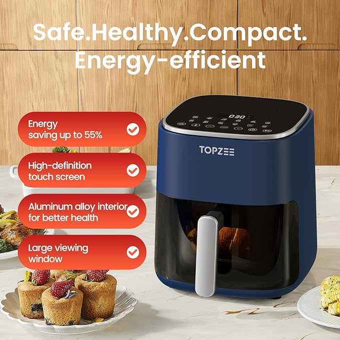Air Fryer 12-in-1, Compact & Large 5.5-Qt Airfryer, 100-400℉ Precise Heat, 360°Hot Air Circulation, 95% Less Oil, Quick Easy Meals, Bake, Dry, Reheat, Frozen, Broil, Proof