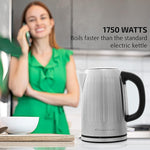 Load image into Gallery viewer, OVENTE Electric Kettle, 1.7L Stainless Steel Fast Boiling Water Heater with 1750W Power, BPA Free &amp; Cordless Body, Auto Shut-Off, Boil-Dry Protection, Indicator Light &amp; Removable Filter, Silver KS711S