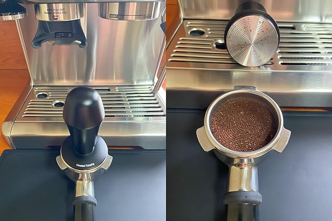 54mm Espresso Tamper 30lbs Load Calibrated Coffee Tamper Stainless Steel Base Hand Tamper for 54mm Bottomless Portafilter Tamper for Espresso Machine-Ripple Base, Black