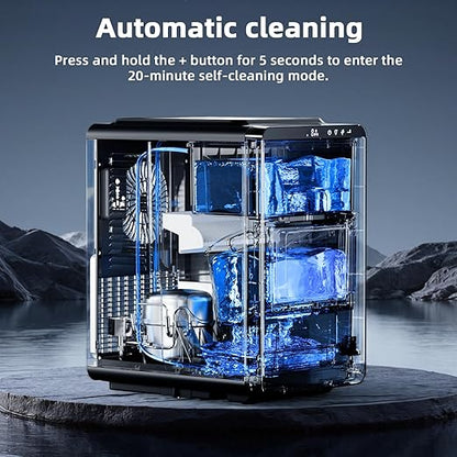 Antarctic Star Crescent Ice Maker, Slow-Melting Countertop Ice Maker, 27 Lbs/24H, 16Pcs in 15Mins, Self-Cleaning,24-Hour Timer, for Home/Kitchen/Office/Party
