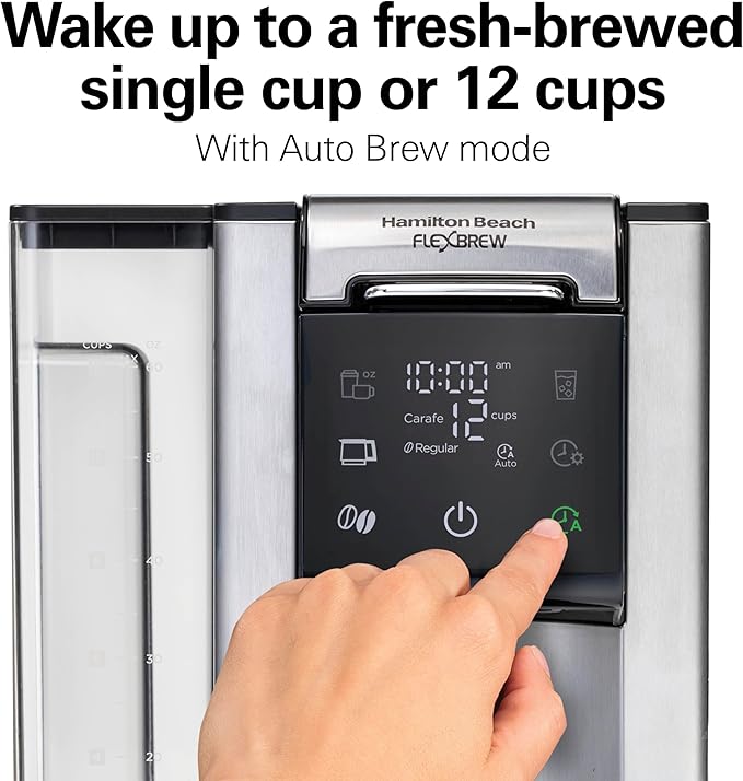 Hamilton Beach FlexBrew Advanced 5-in-1 Thermal Programmable 12 Cup Drip and Single Serve Hot & Iced Coffee Maker, Movable 60oz. Water Reservoir, Use Pod Packs and Grounds, Fast Brewing, Black (49929)