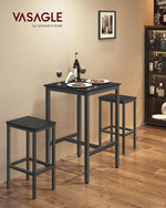 Load image into Gallery viewer, VASAGLE Bar Table, Small Kitchen Dining Table, High Top Pub Table, Height Cocktail Table for Living Room Party, Sturdy Metal Frame, 23.6 x 23.6 x 36.2 Inches for Narrow Spaces, Ebony Black and Black
