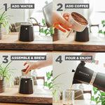 Load image into Gallery viewer, GROSCHE Milano Stovetop Espresso Maker Moka pot 12 espresso Cup - 23.6 fl oz, Black, Cuban Coffee Maker Stove top coffee maker Moka Italian espresso greca coffee maker brewer percolator