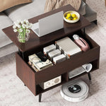 Load image into Gallery viewer, Tangkula Lift Top Coffee Table, Modern Cocktail Table with Hidden Compartment &amp; 2 Open Shelves, Flip Top Center Table, Wooden Pull up Coffee Table for Living Room, Reception Room, Office (Brown)