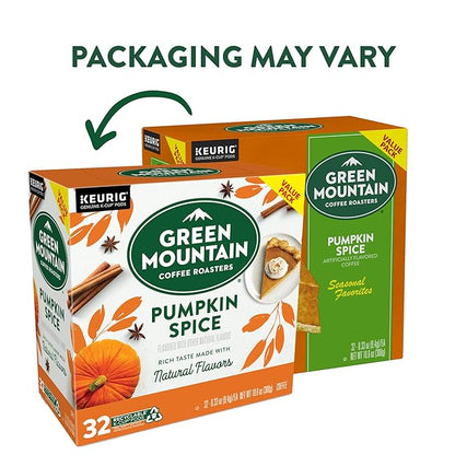 Green Mountain Coffee Roasters Seasonal Selections Pumpkin Spice, Keurig Single-Serve K-Cup Pods, Light Roast Cofee, 32 Count (Pack of 2)