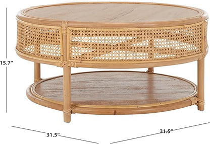 SAFAVIEH Home Collection Arvid Natural Brown Solid Wood Coffee Table (Fully Assembled)