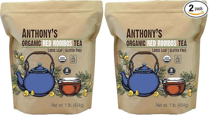 Anthony's Organic Red Rooibos Loose Leaf Tea, 1 lb, Gluten Free, Non GMO, Non Irradiated, Keto Friendly (Pack of 2)