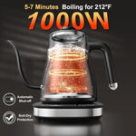 Load image into Gallery viewer, Stariver Gooseneck Electric Kettle with 5 Temperature Control Presets, Pour Over Coffee Kettle ±2℉ Temp Control, 1.2L Gooseneck Kettle, for Tea&amp; Coffee, Stainless Steel Interior, 1000W, Black