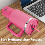 Load image into Gallery viewer, WETOWETO 40oz Tumbler with Handle | Insulated Stainless Steel Travel Mug | 34Hrs Cold &amp; 10Hrs Hot Retention | 100% Leakproof Lid &amp; Straw | Dishwasher Safe + Car Cup Holder Fit (Bright Pink)