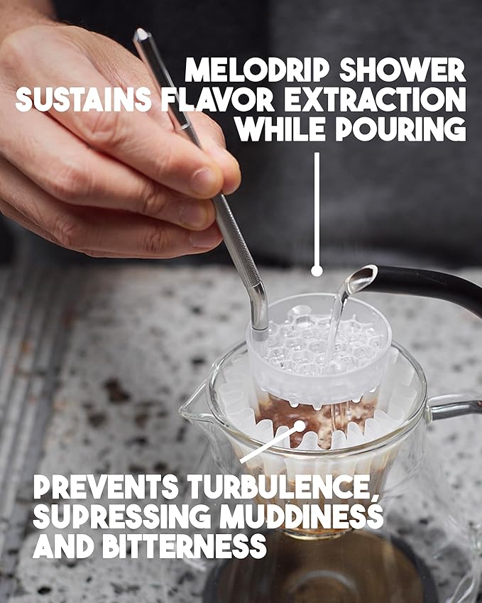 MELODRIP Pour Over Coffee Tool for Cleaner and Sweeter Pour Over Brewing (Matte Grey Handle and Grey Dish)