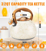 Load image into Gallery viewer, 3.2 Quart Whistling Tea Kettle Stovetop, Stainless Steel Tea pot with Wood Grain Handle, Loud Whistle Kettle for Boiling Water, Coffee &amp; Milk, Easy-Pour Spout Classic Design (Off-white)