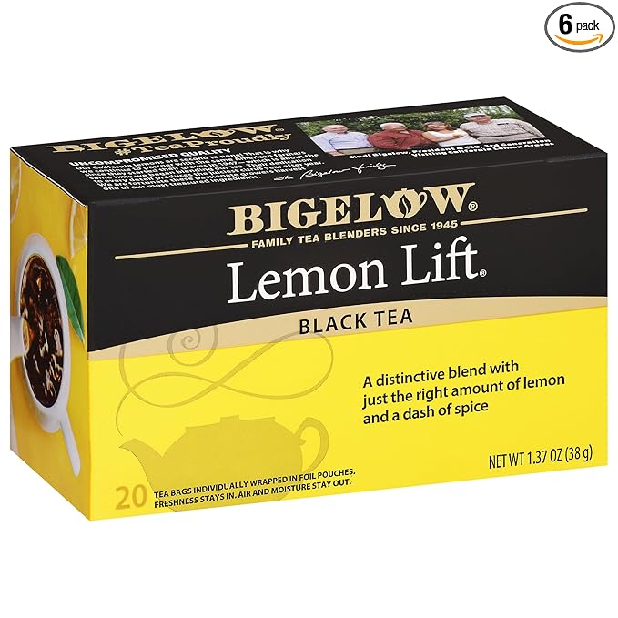 Bigelow Tea Lemon Lift Black Teabags Box, Caffeinated, 20 Count, Pack of 6
