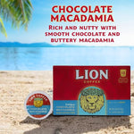 Load image into Gallery viewer, Lion Coffee Chocolate Macadamia Flavored Medium Roast Coffee Pods - Single-Serve Pods - Hawaiian Inspired Flavor - Arabica Coffee - Compatible with Single-Serve Brewing Systems - 12 Count Box