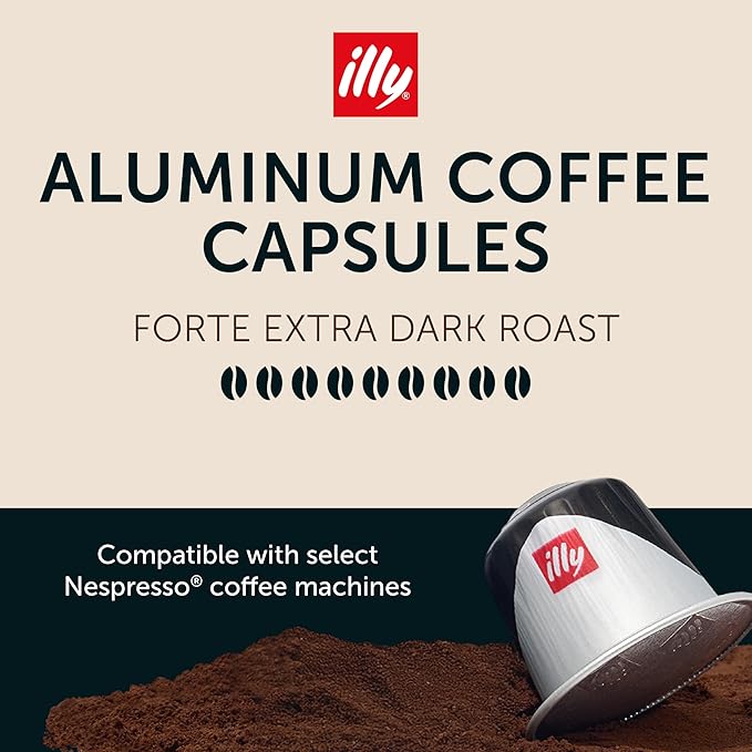 illy Espresso Coffee Pods - Compatible with Nespresso Machines - Forte Extra Bold Roast - Rich & Strong Flavor - Notes of Dark Chocolate - Single Serve Capsules - 10 Count (Pack of 20)