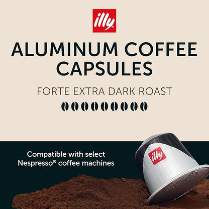 illy Espresso Coffee Pods - Compatible with Nespresso Machines - Forte Extra Bold Roast - Rich & Strong Flavor - Notes of Dark Chocolate - Single Serve Capsules - 10 Count (Pack of 20)