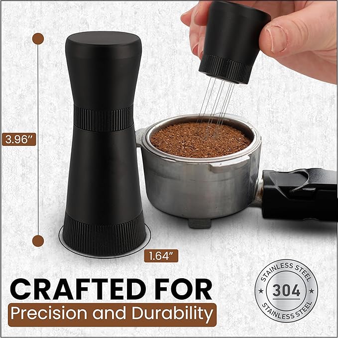WDT Espresso Tool – Premium 0.35mm Needle Coffee Stirrer for Baristas | Precision Espresso Distribution Tool for Better Extraction with Extra 10 Needles | Matt Black