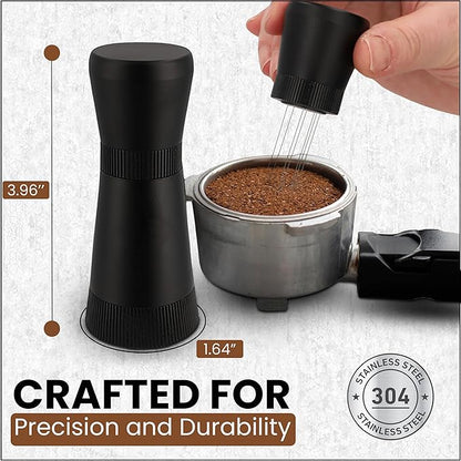 WDT Espresso Tool – Premium 0.35mm Needle Coffee Stirrer for Baristas | Precision Espresso Distribution Tool for Better Extraction with Extra 10 Needles | Matt Black