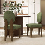 Load image into Gallery viewer, Mid-Century Modern Walnut Dining Chairs Set of 2, Vintage Green Wooden Kitchen Chairs, Retro Upholstered Velvet Cushioned Seat with Curved Backrest, Armless Accent Side Chair for Bedroom