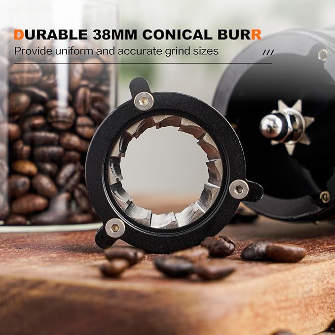 Burr Coffee Bean Grinder, Small Electric Coffee Grinder, Stainless Steel Conical Burr for Espresso, Drip, French Press, Black, Q4 BK