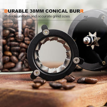 Burr Coffee Bean Grinder, Small Electric Coffee Grinder, Stainless Steel Conical Burr for Espresso, Drip, French Press, Black, Q4 BK