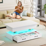 Load image into Gallery viewer, SEDETA 40" Lift Top Coffee Table, Coffee Tables with Storage for Living Room, Small Coffee Table with 2 Drawers &amp; LED Light for Dining Reception Room, White