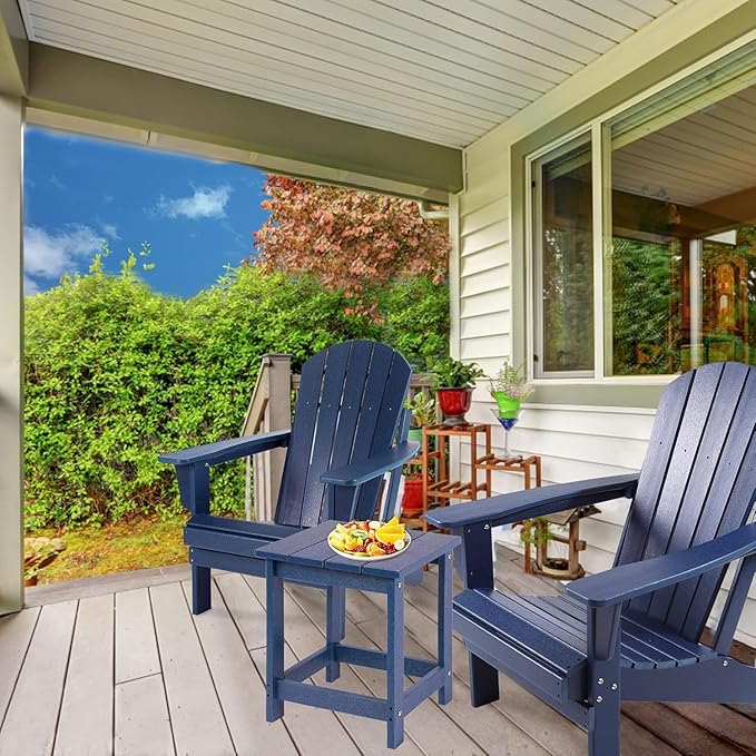 LZRS Adirondack Square Outdoor Side Table for Patio, Pool Composite Patio Table,HDPE End Tables for Backyard,Pool, Indoor Companion, Easy Maintenance & Weather Resistant(Navy Blue)